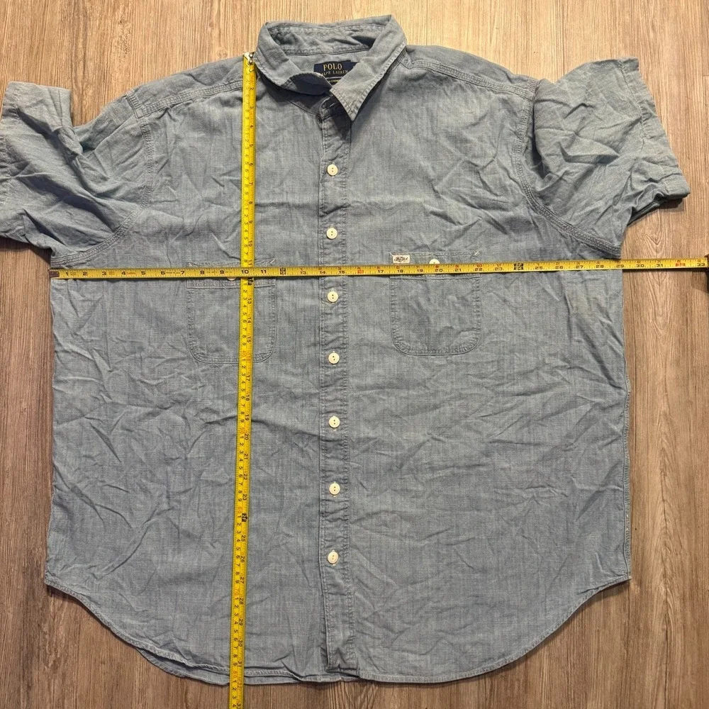 Polo Ralph Lauren Mens 2XB Indigo Chambray Short Sleeve Button Shirt